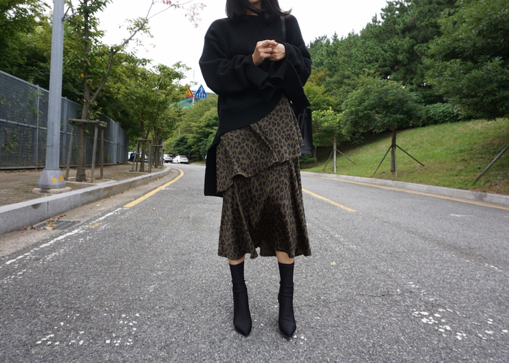 Leopard Long Skirt Daily Codile Rope Twenties Hopp