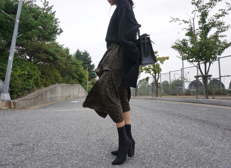 Leopard Long Skirt Daily Codile Rope Twenties Hopp