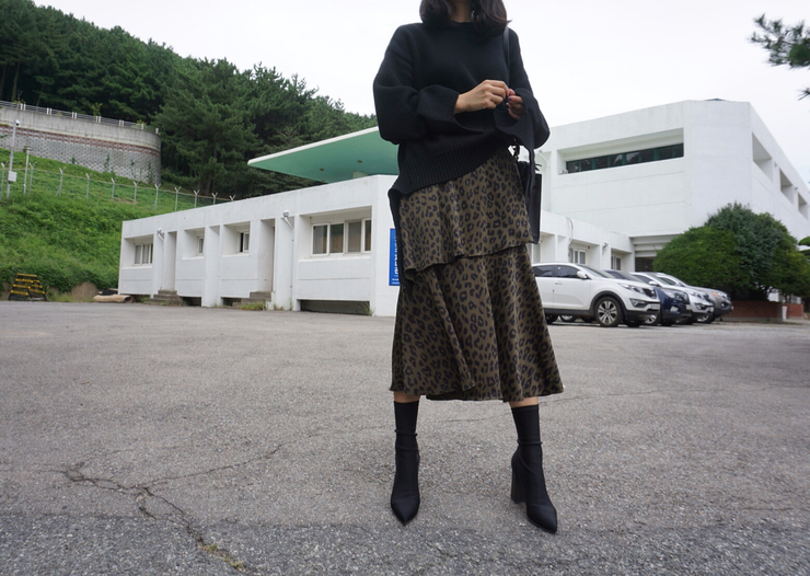 Leopard Long Skirt Daily Codile Rope Twenties Hopp