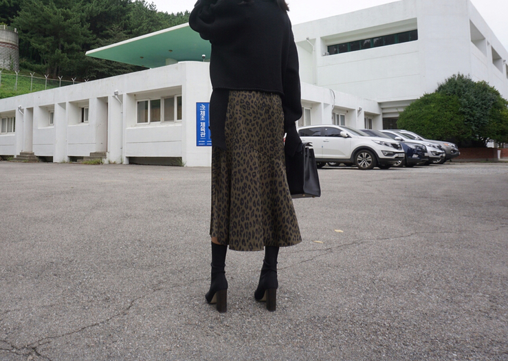Leopard Long Skirt Daily Codile Rope Twenties Hopp