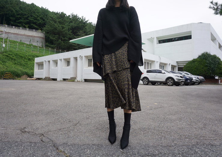 Leopard Long Skirt Daily Codile Rope Twenties Hopp