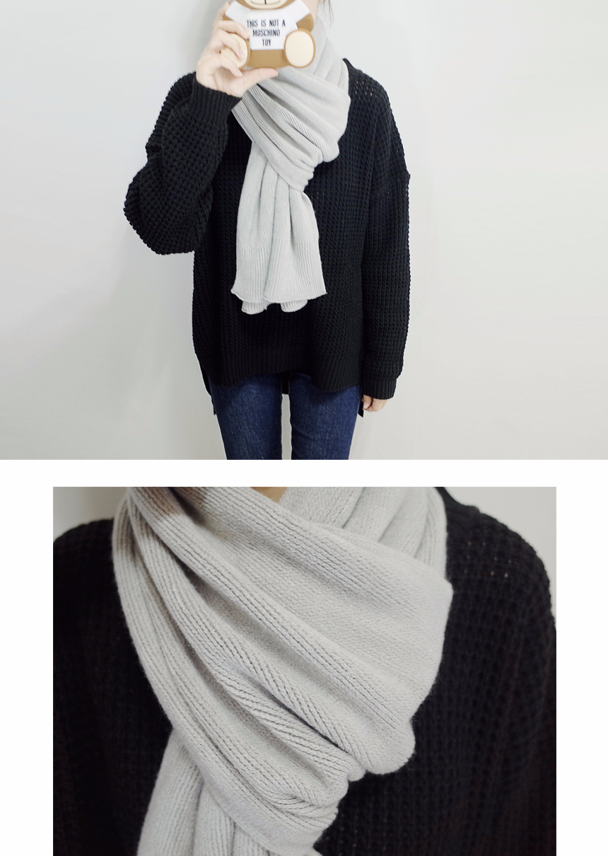 Soft knit scarf Coat soft gray winter solid color