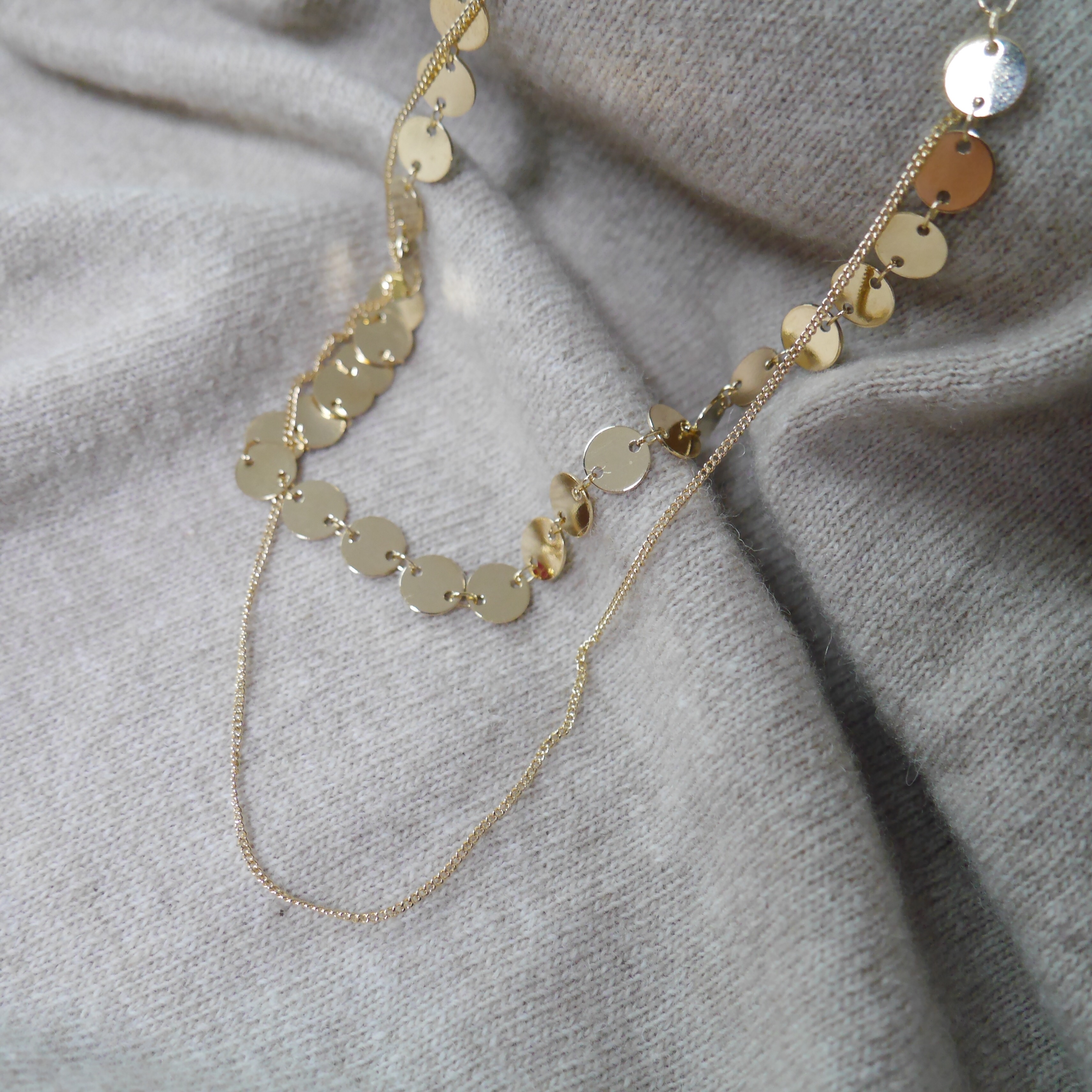 Double strap necklace's simple necklace Circle 