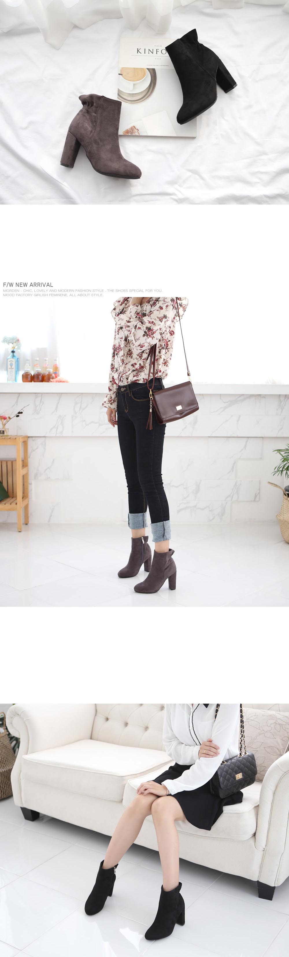 Big Size Small Suede Shirring Angle Boots Lovely L