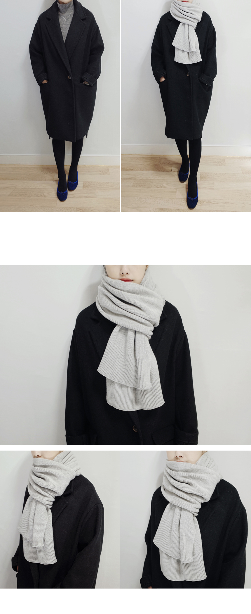 Soft knit scarf Coat soft gray winter solid color