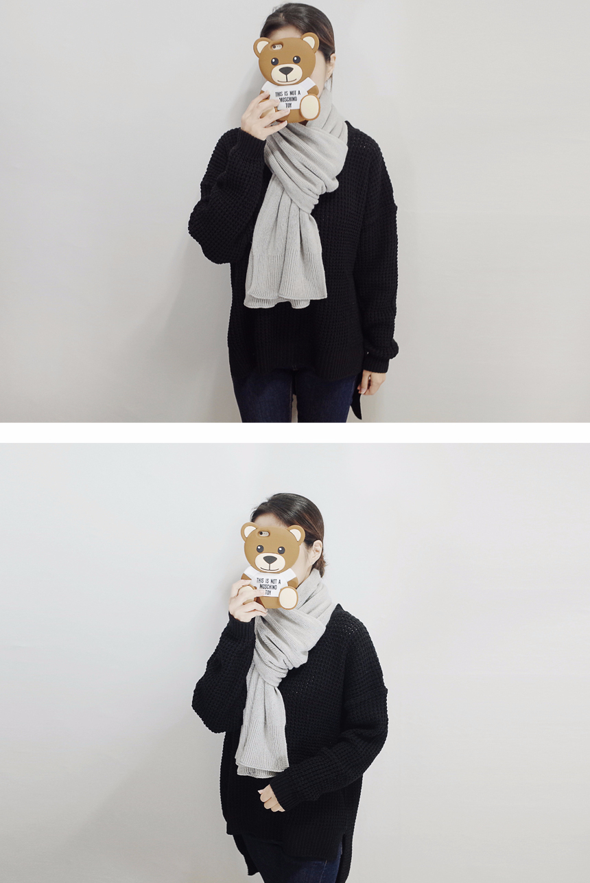 Soft knit scarf Coat soft gray winter solid color