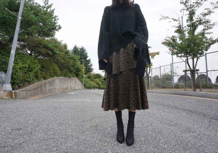 Leopard Long Skirt Daily Codile Rope Twenties Hopp