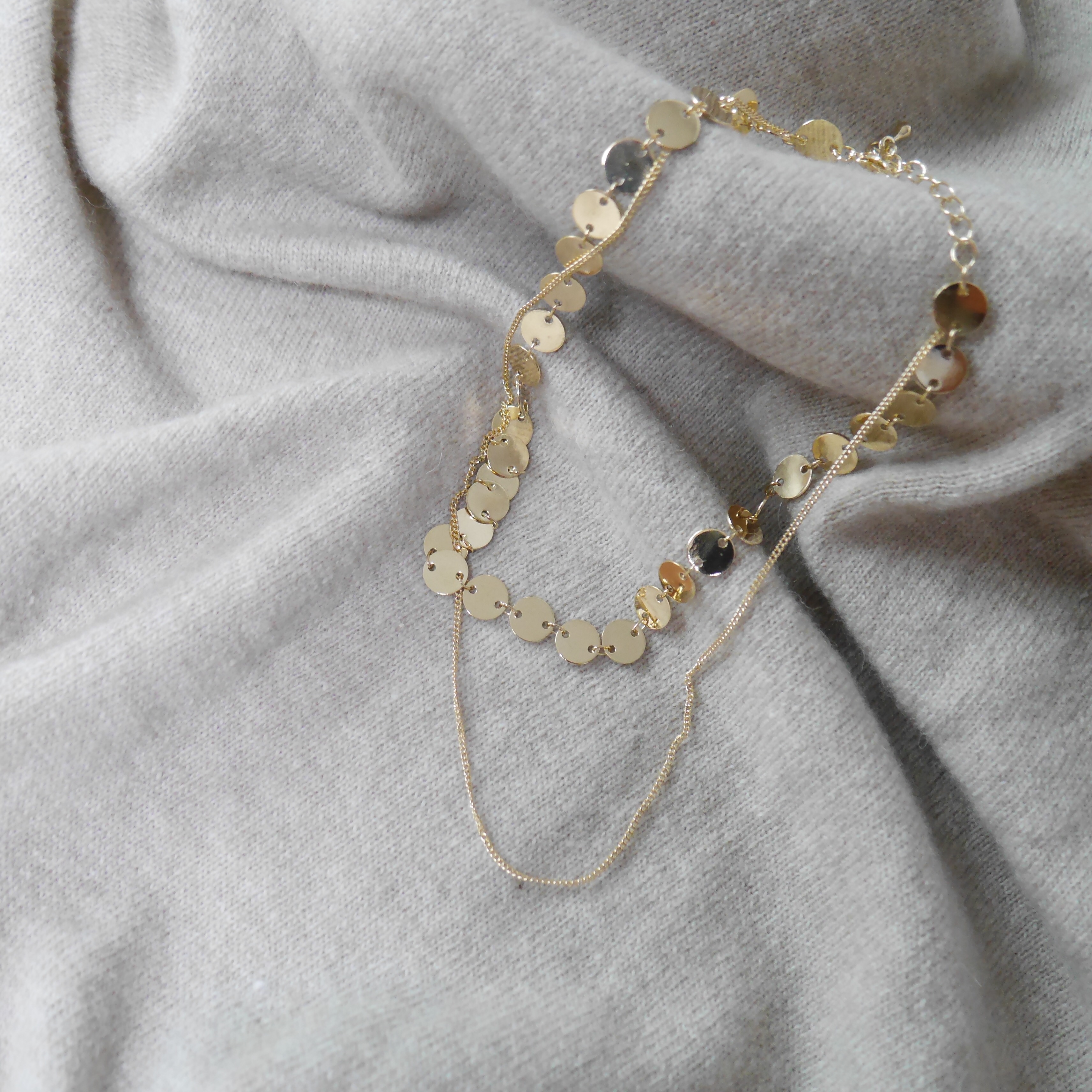 Double strap necklace's simple necklace Circle 