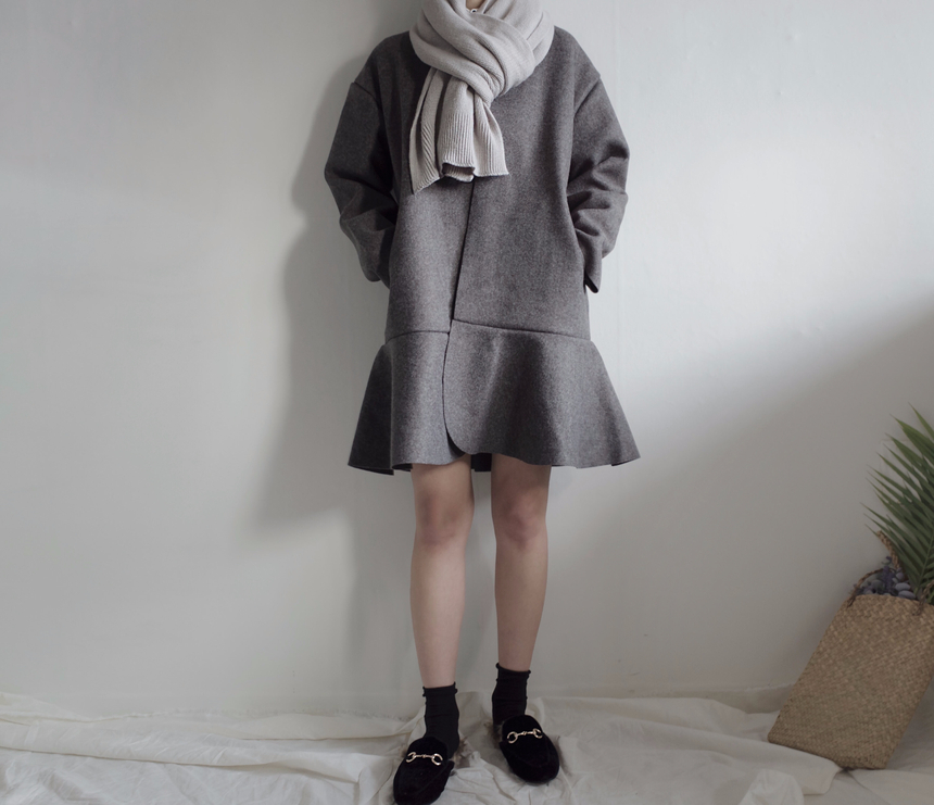 Soft knit scarf Coat soft gray winter solid color