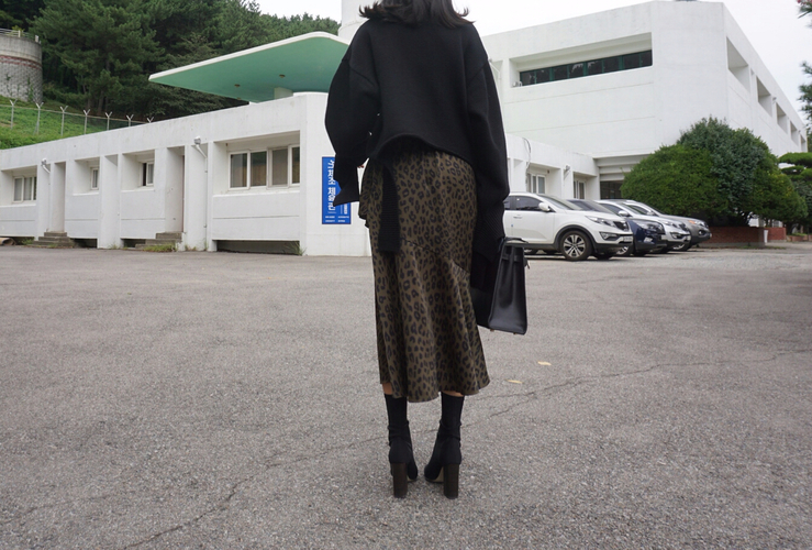 Leopard Long Skirt Daily Codile Rope Twenties Hopp