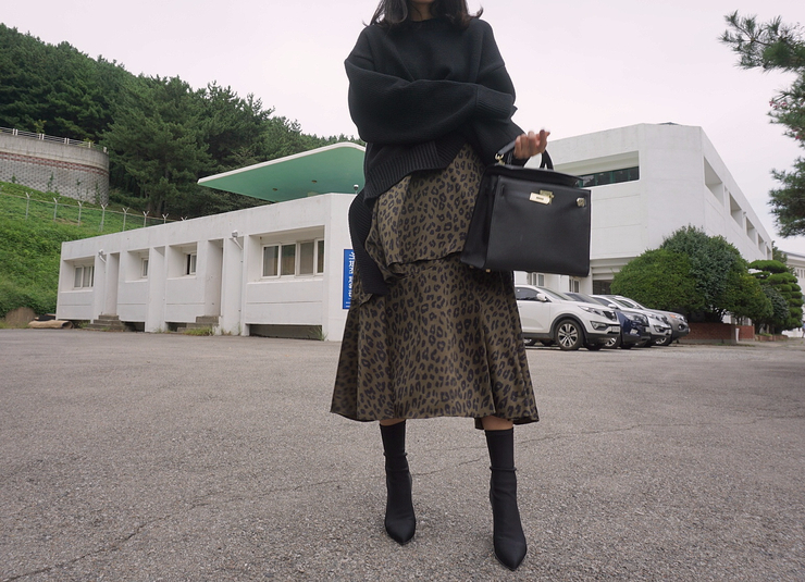 Leopard Long Skirt Daily Codile Rope Twenties Hopp