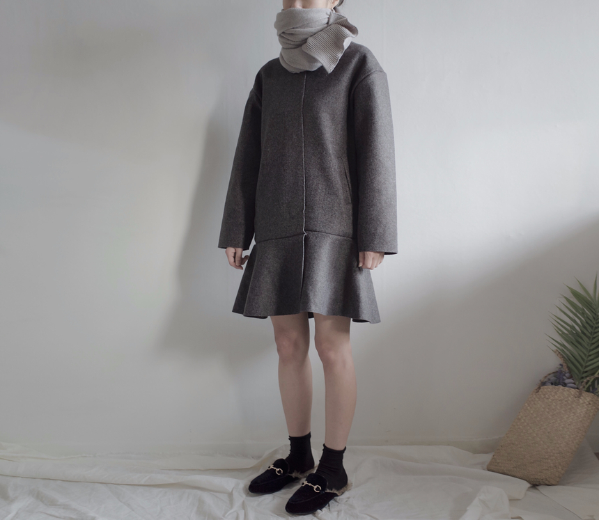 Soft knit scarf Coat soft gray winter solid color