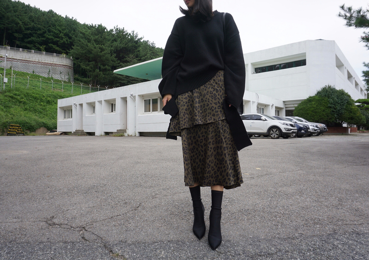 Leopard Long Skirt Daily Codile Rope Twenties Hopp