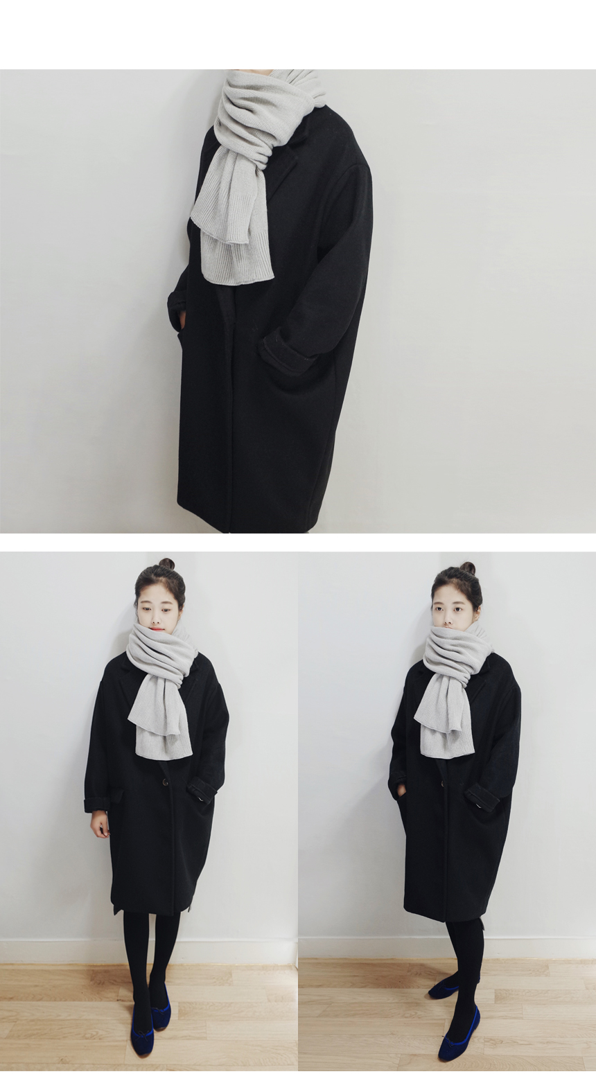 Soft knit scarf Coat soft gray winter solid color
