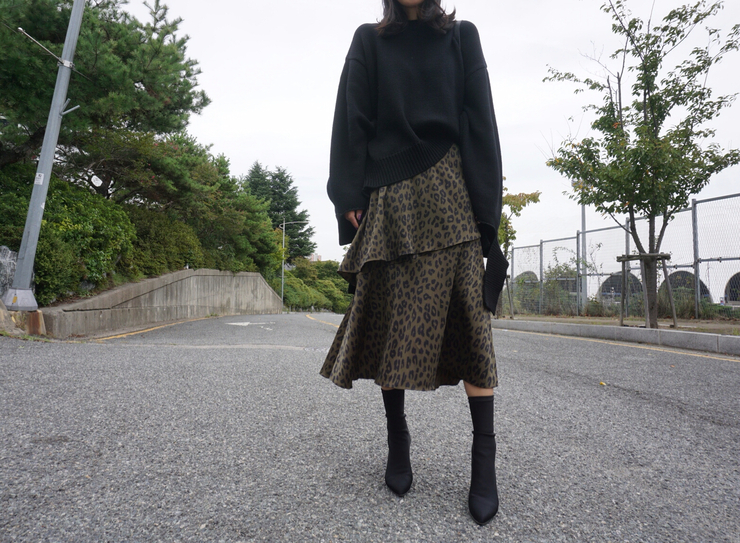 Leopard Long Skirt Daily Codile Rope Twenties Hopp