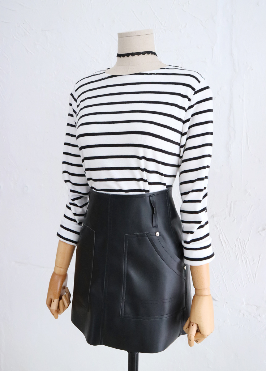 A line Brushed mini leather skirt Daily look Women