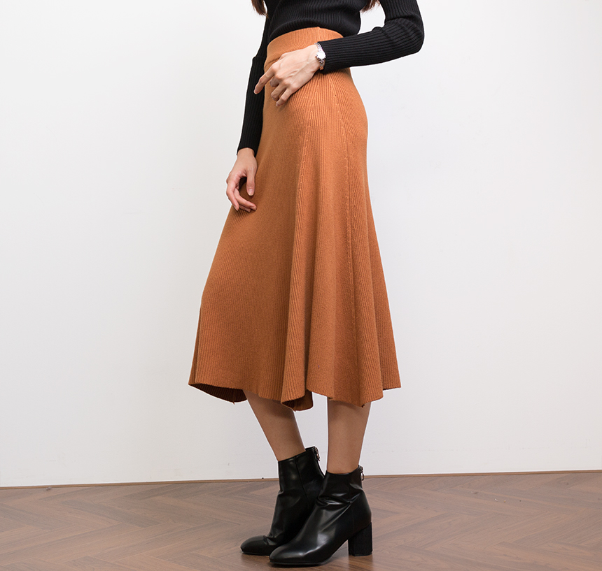 Needle nose flare knit long skirt high quality A l
