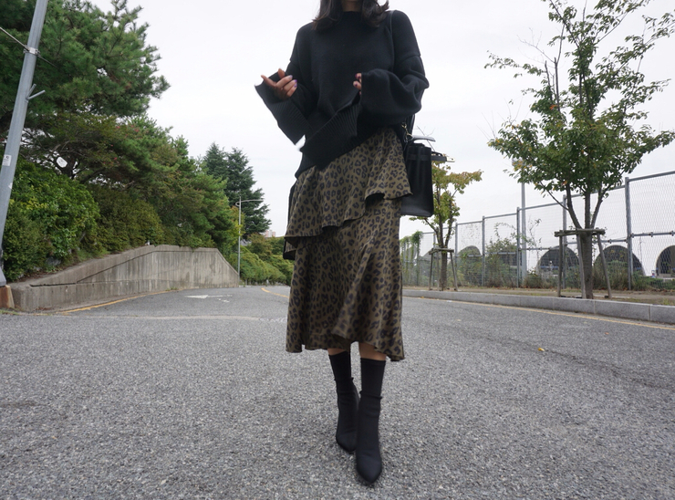 Leopard Long Skirt Daily Codile Rope Twenties Hopp