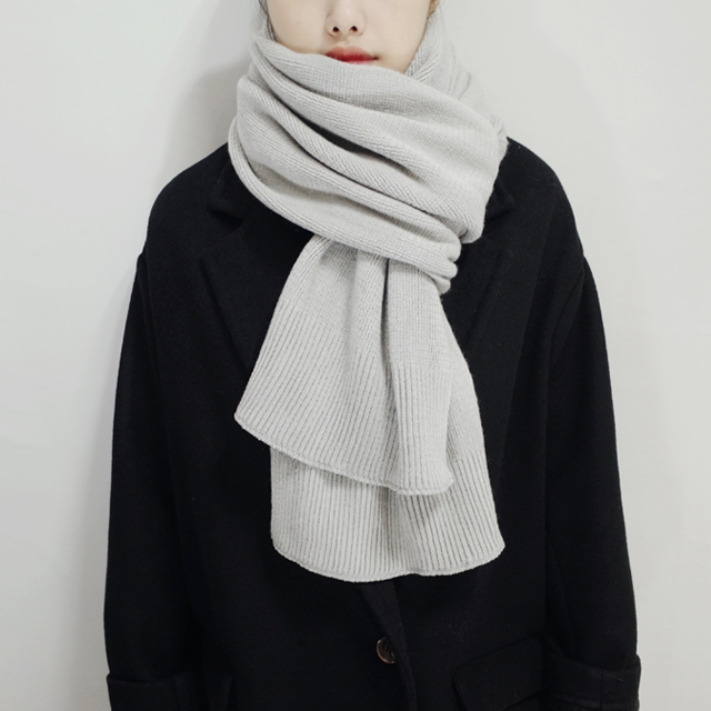 Soft knit scarf Coat soft gray winter solid color