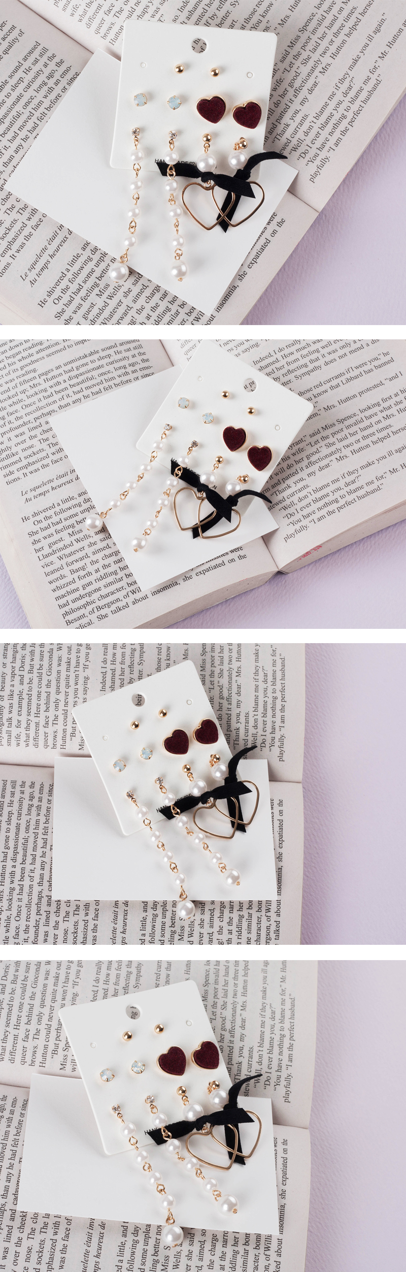 Highly utilized heart velvet drop earrings 5pc set