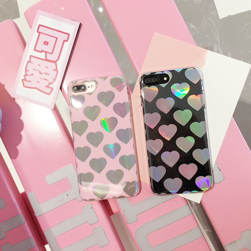 Heart Hologram Mirror iPhone X Case 8+ 7+ 6+ Clear