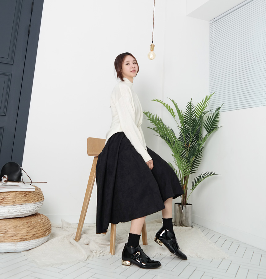 Suede flare winter long skirt A line long skirt be