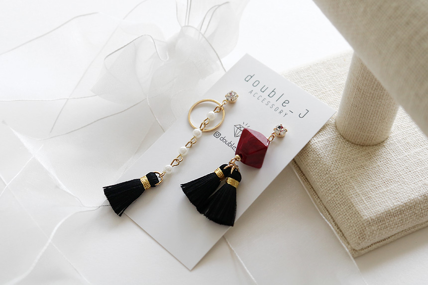 Gemstones Unbalanced Tassel Drop Earrings E568 Lov