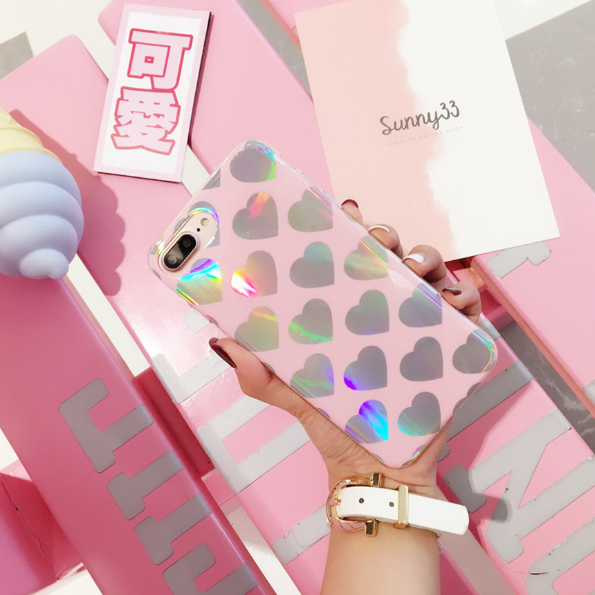 Heart Hologram Mirror iPhone X Case 8+ 7+ 6+ Clear