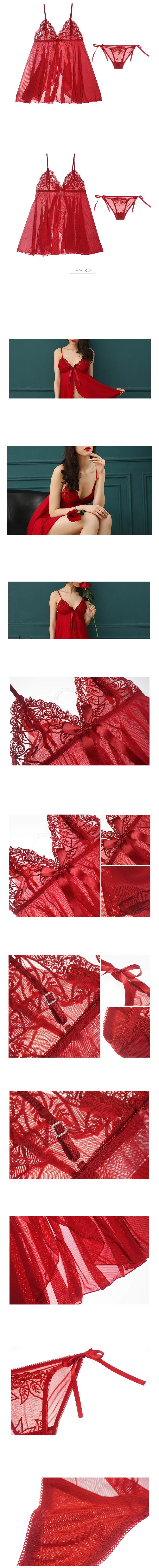 Sexy sleepwear Intense red color lingerie Underwea