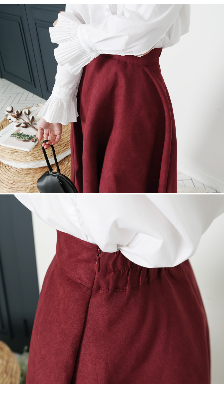 Suede flare winter long skirt A line long skirt be