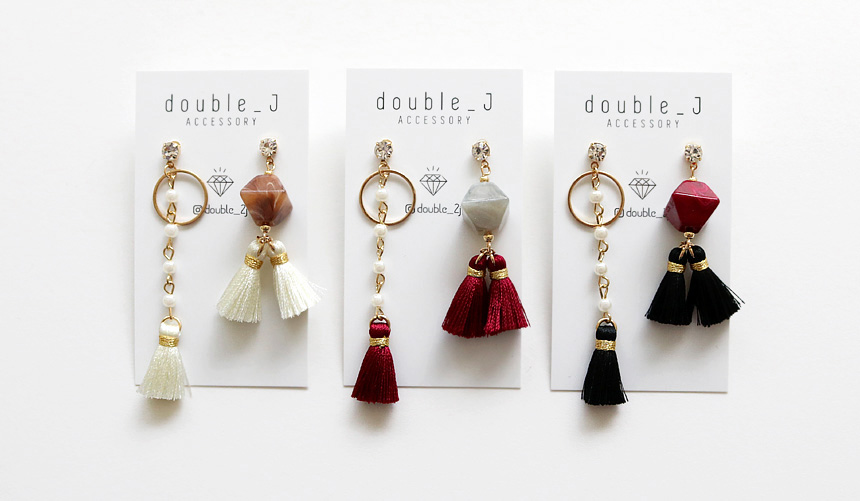 Gemstones Unbalanced Tassel Drop Earrings E568 Lov