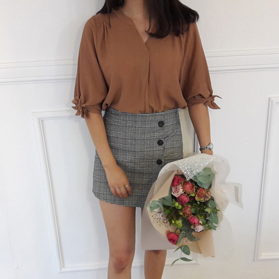 Check mini skirt pattern button Cody Unknown