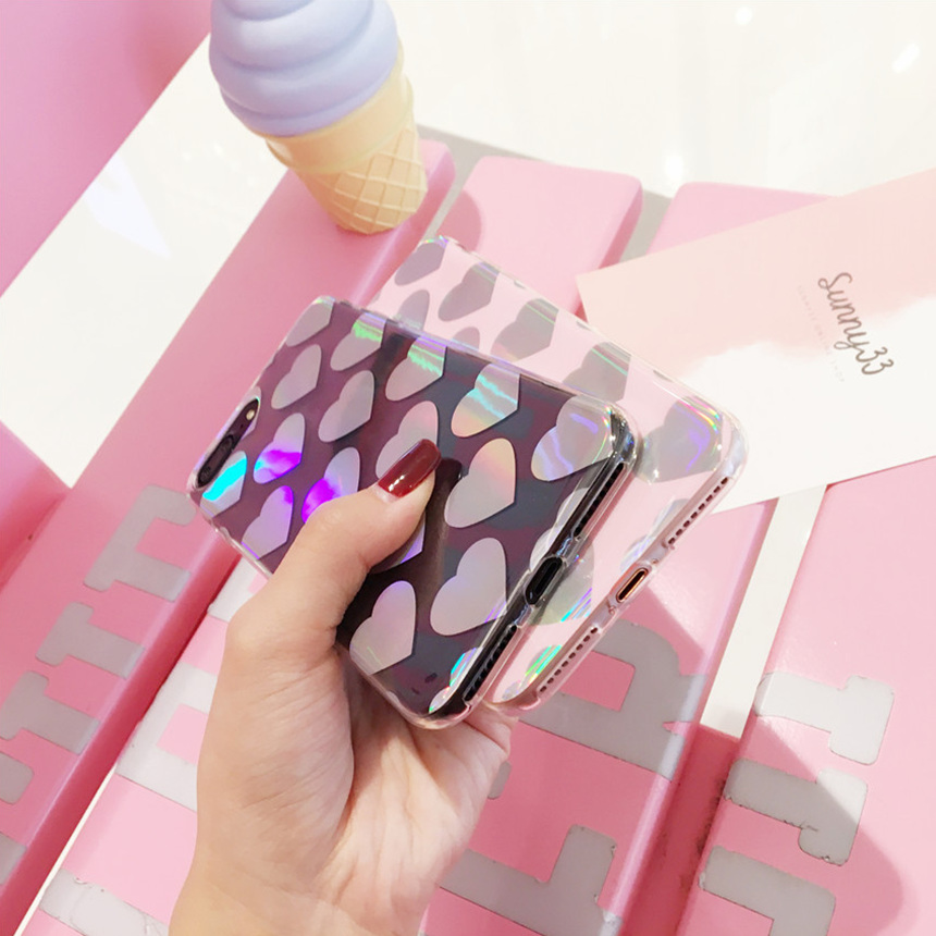 Heart Hologram Mirror iPhone X Case 8+ 7+ 6+ Clear