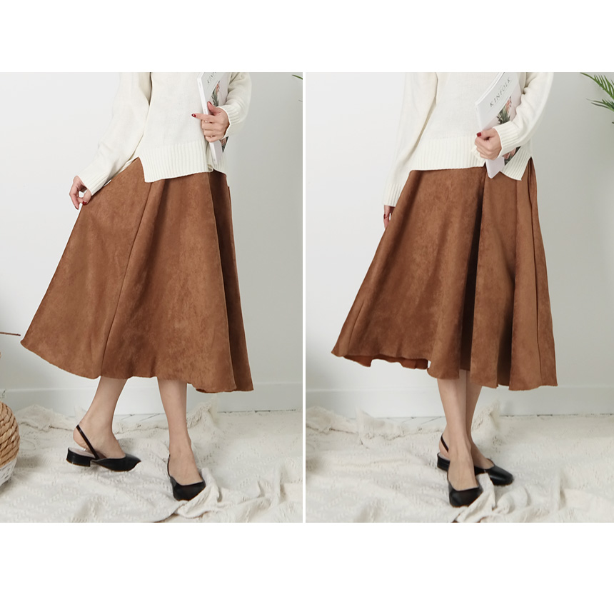 Suede flare winter long skirt A line long skirt be