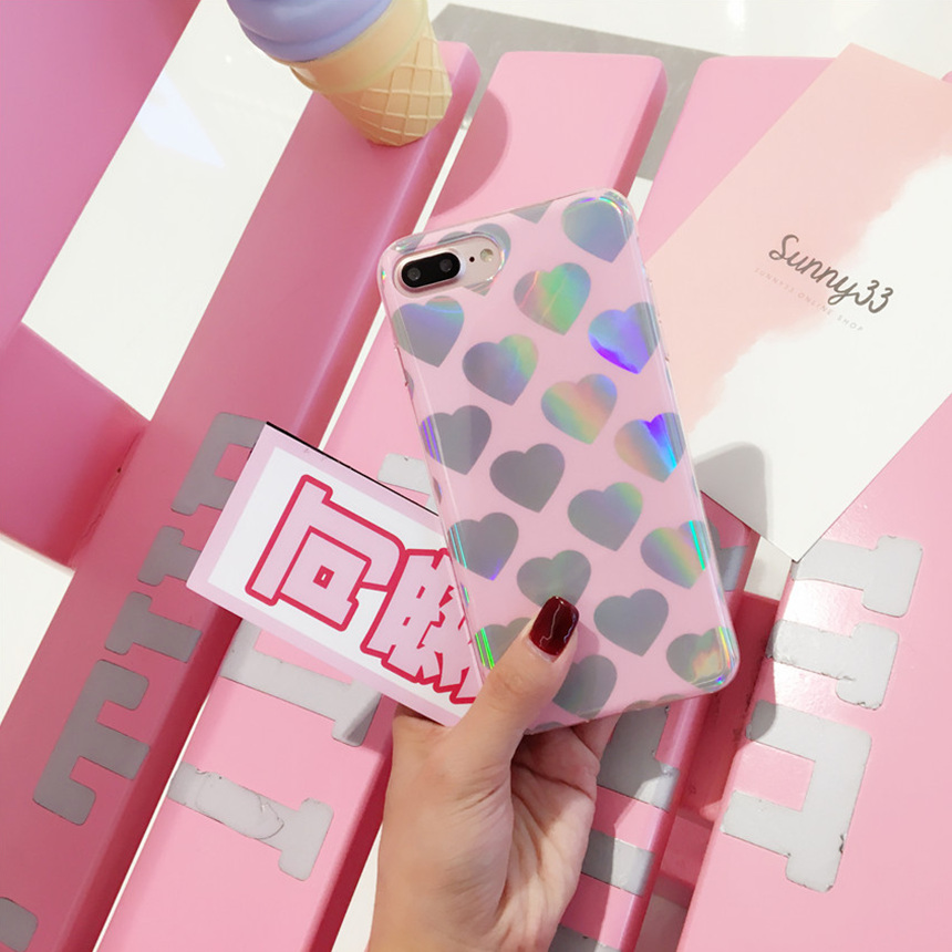 Heart Hologram Mirror iPhone X Case 8+ 7+ 6+ Clear
