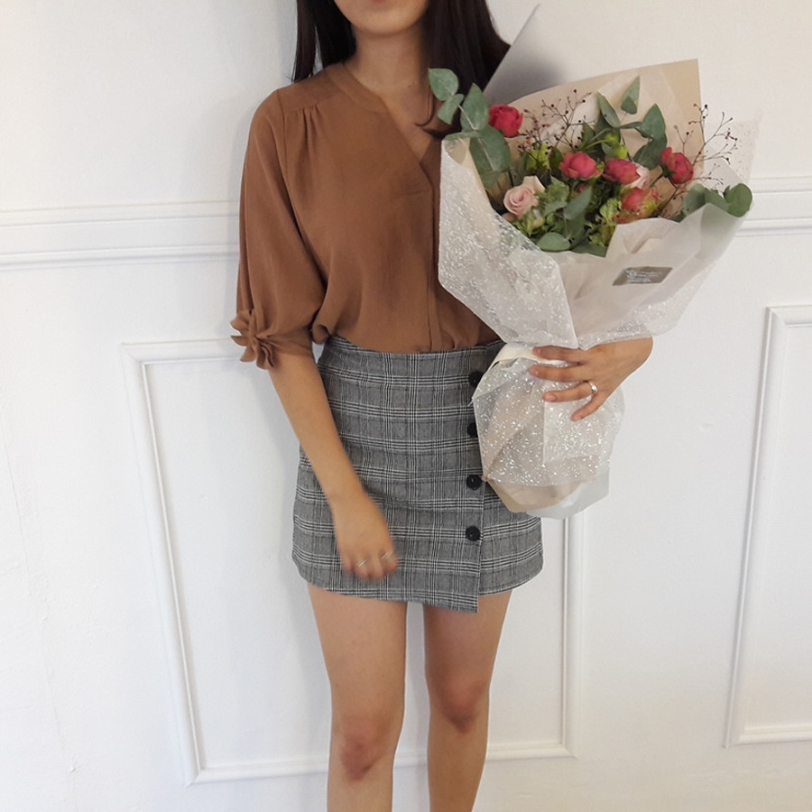 Check mini skirt pattern button Cody Unknown