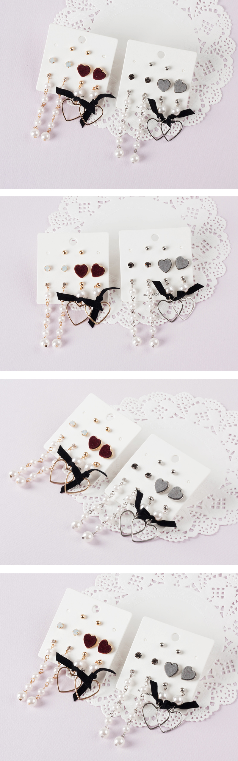 Highly utilized heart velvet drop earrings 5pc set