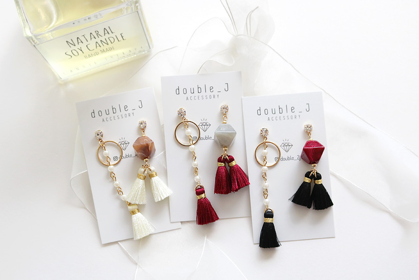 Gemstones Unbalanced Tassel Drop Earrings E568 Lov