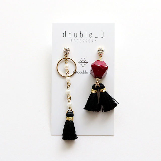 Gemstones Unbalanced Tassel Drop Earrings E568 Lov