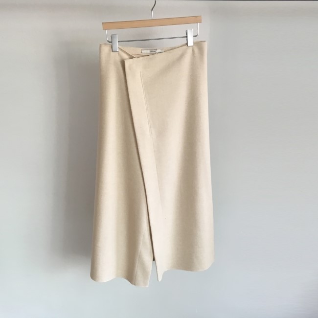 A line-cut knit woolen long skirt a-day skirt set 