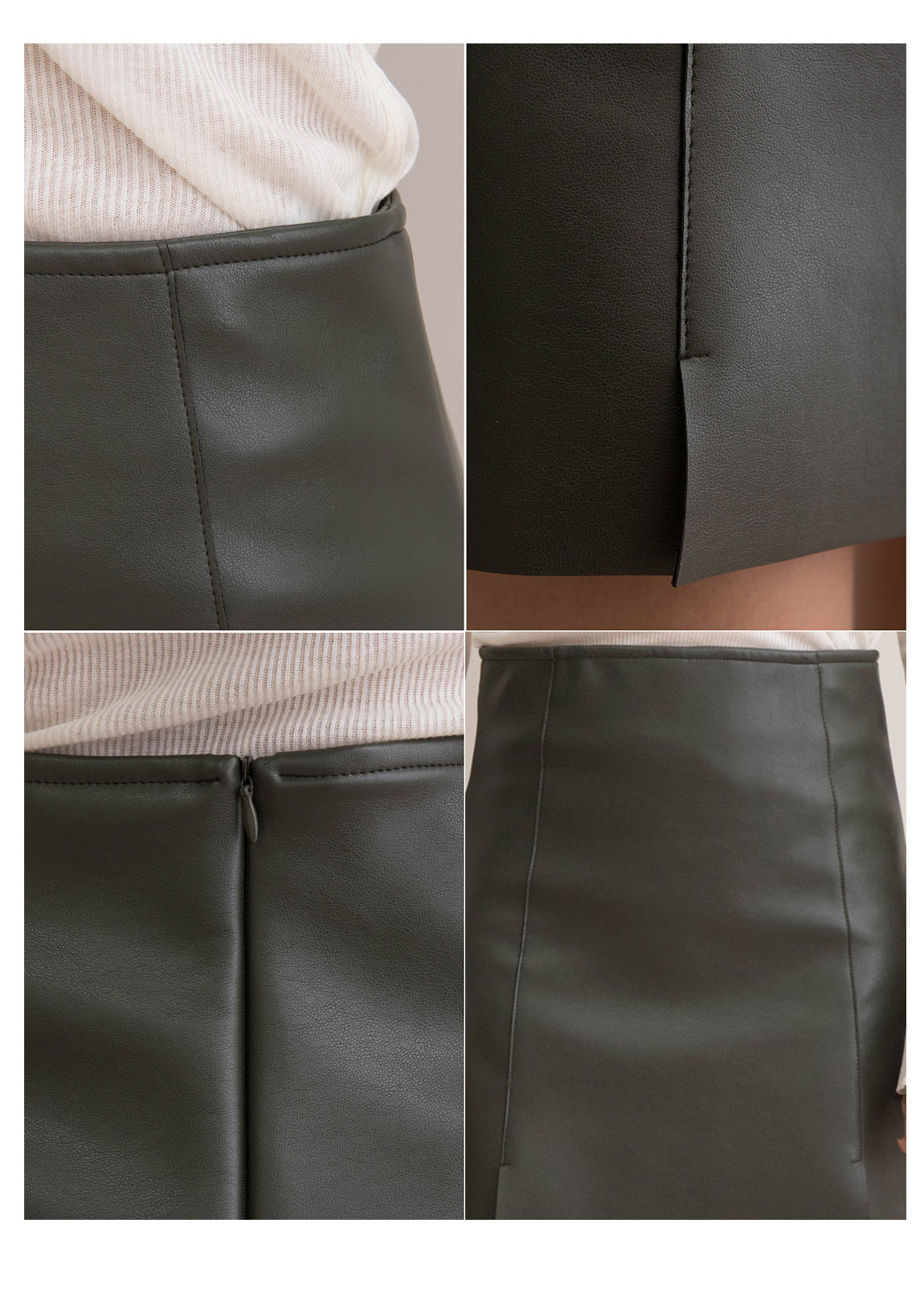 H line mini leather skirt black, Khaki leather sty