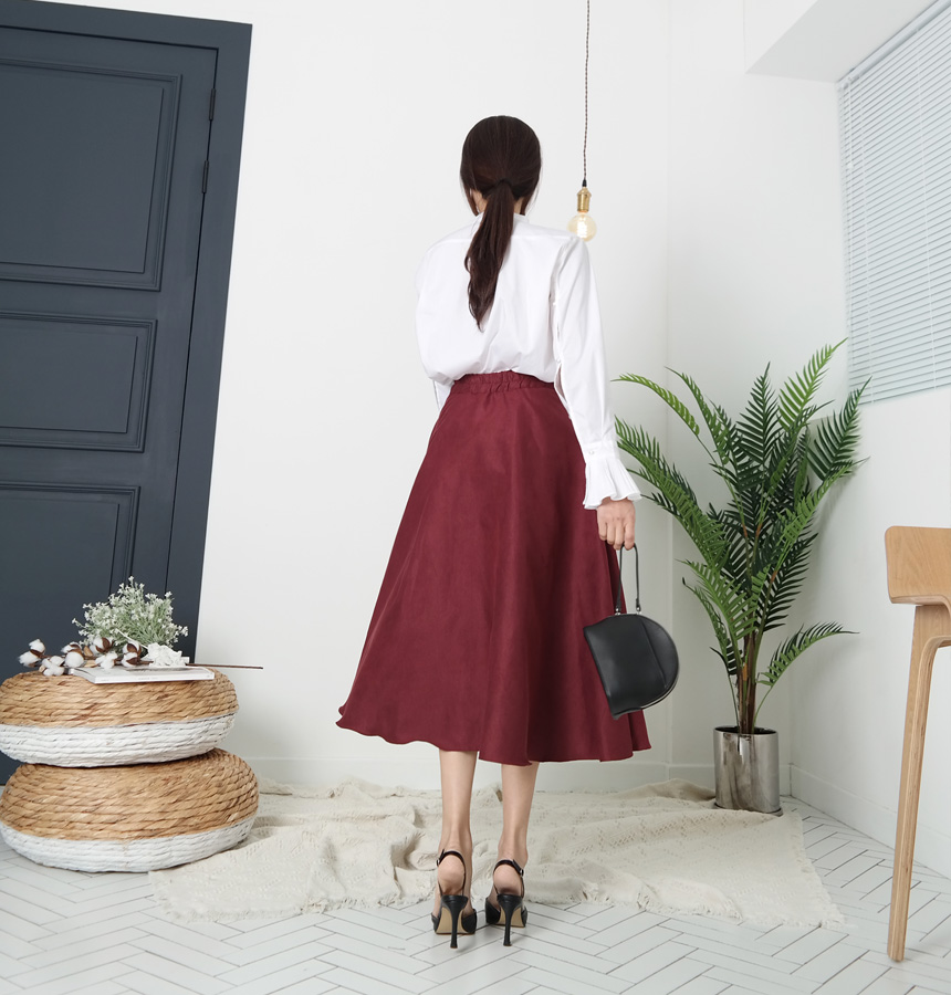 Suede flare winter long skirt A line long skirt be