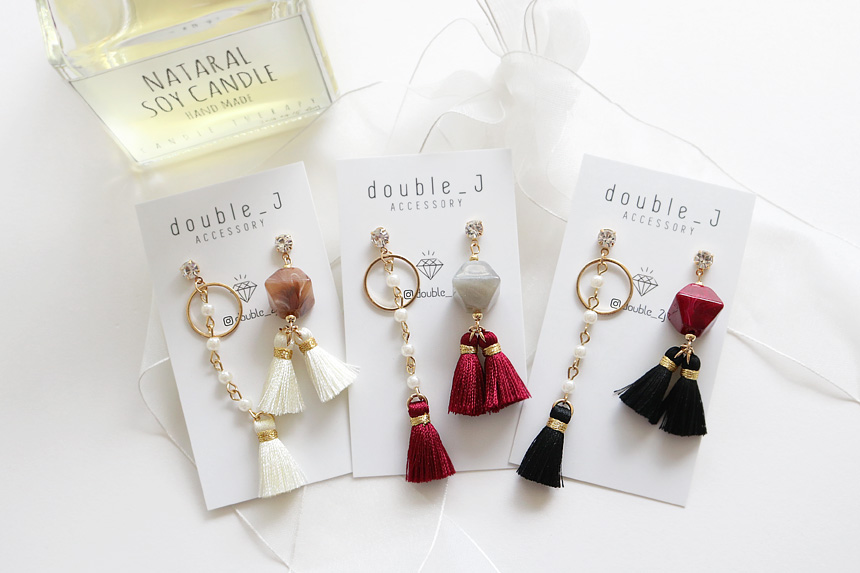 Gemstones Unbalanced Tassel Drop Earrings E568 Lov