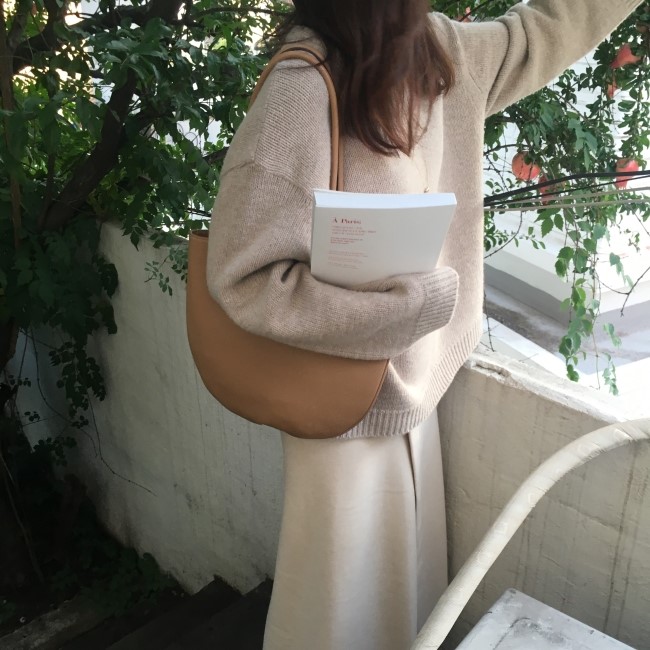 A line-cut knit woolen long skirt a-day skirt set 