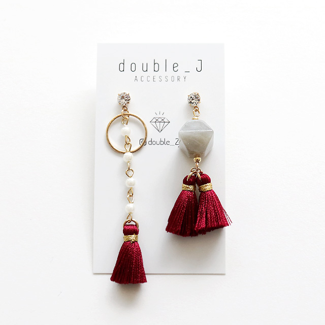 Gemstones Unbalanced Tassel Drop Earrings E568 Lov