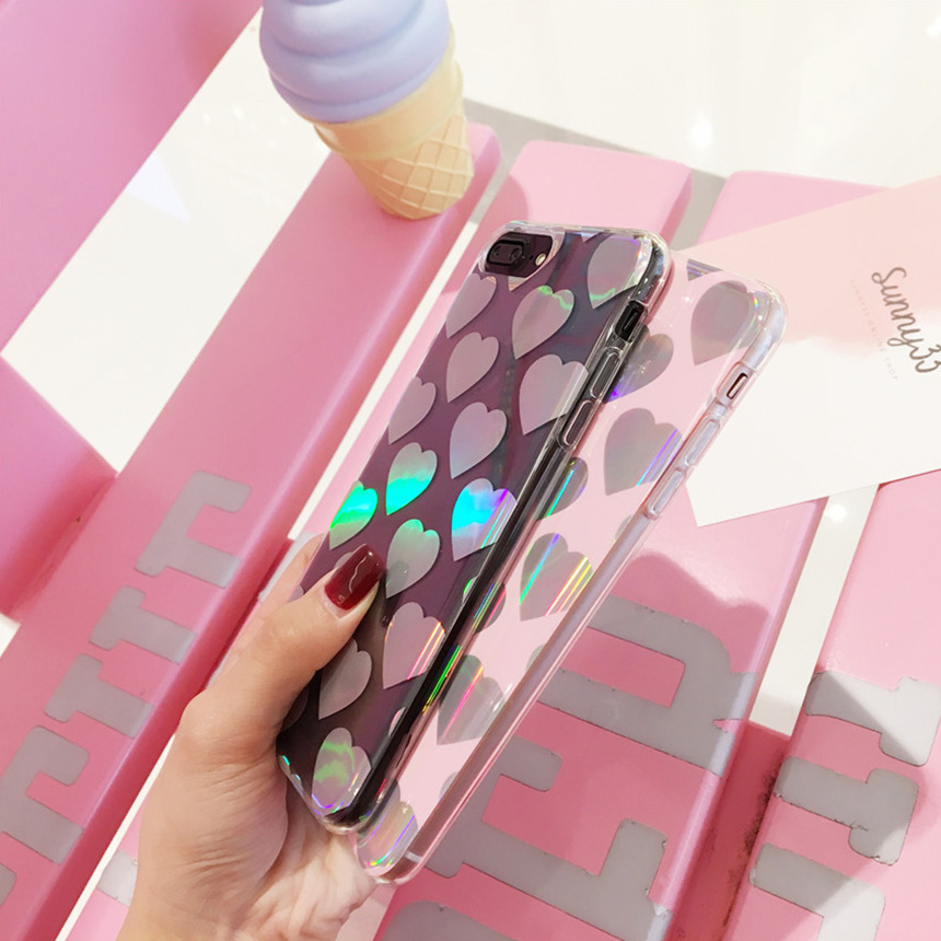 Heart Hologram Mirror iPhone X Case 8+ 7+ 6+ Clear