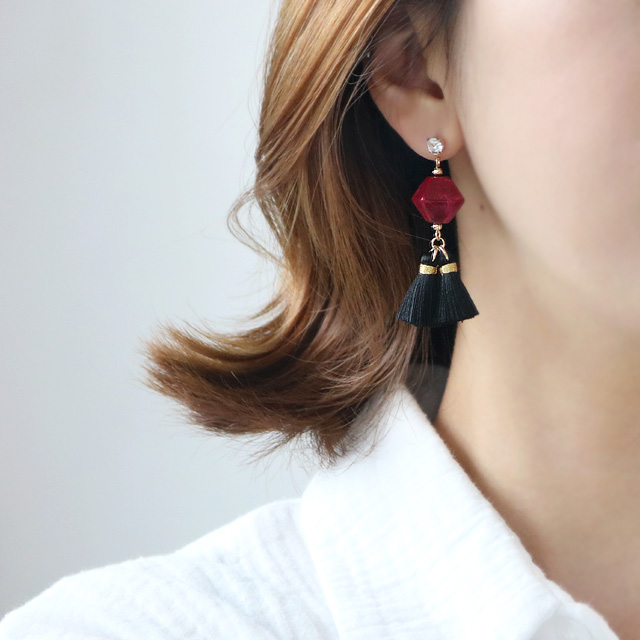 Gemstones Unbalanced Tassel Drop Earrings E568 Lov