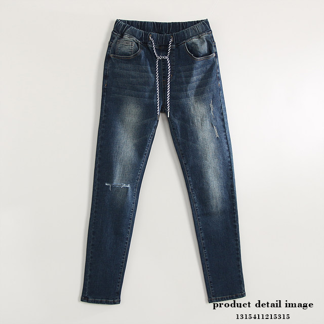 Korea Jeans Pants Span Date Twin Cat Washing Deep 