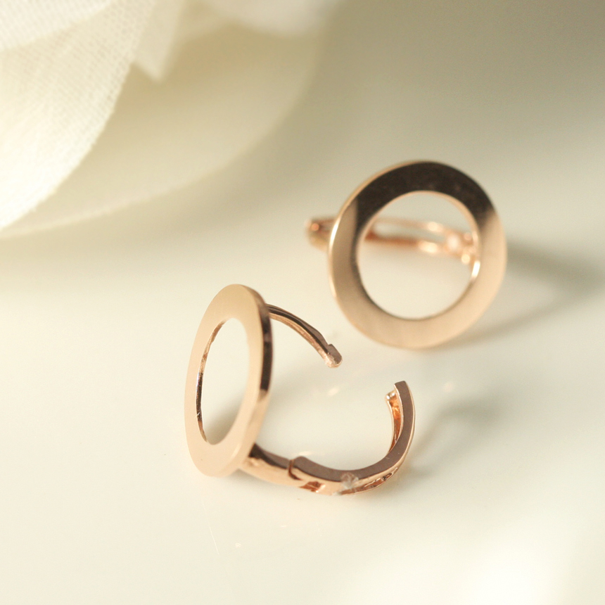 Rose Gold Round Earrings Celebrity Twenties Girl G