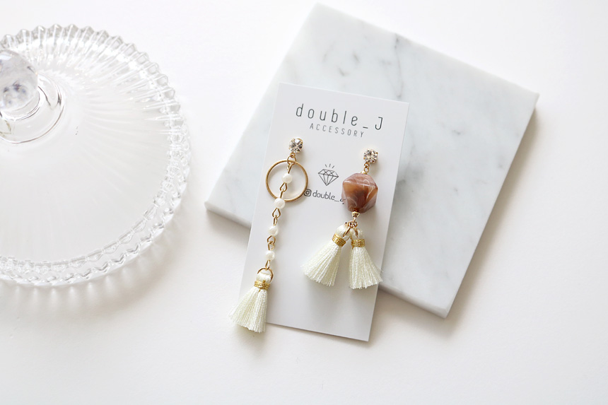 Gemstones Unbalanced Tassel Drop Earrings E568 Lov